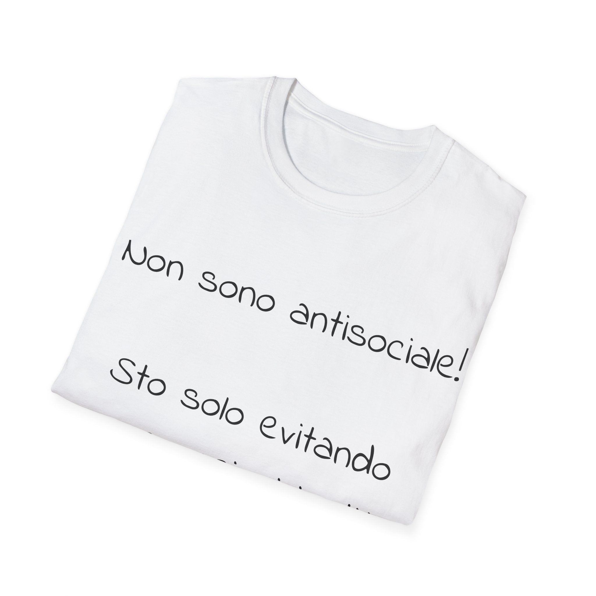 T-Shirt italiana ironica - "Non sono antisociale! Sto solo evitando conversazioni inutili"