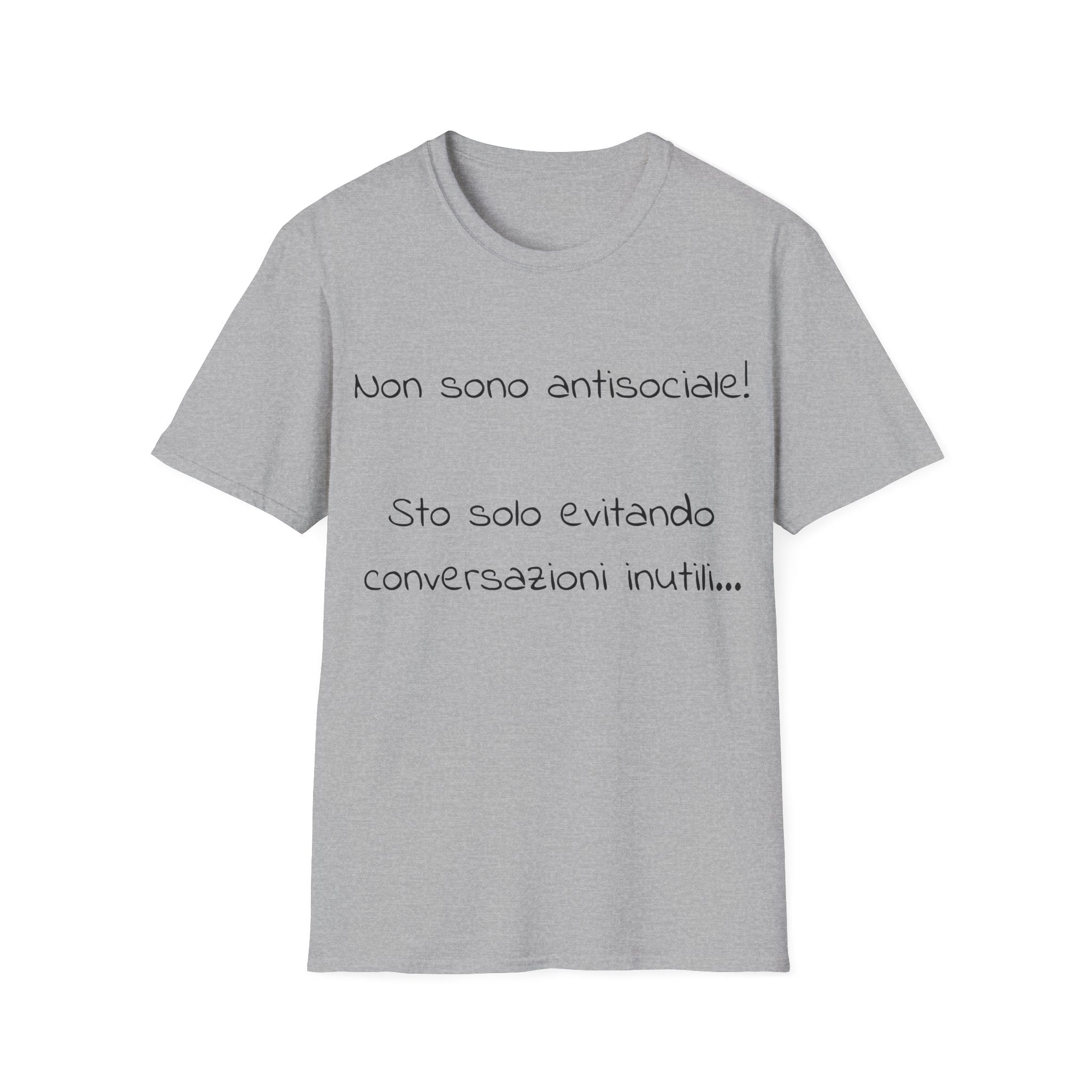 T-Shirt italiana ironica - "Non sono antisociale! Sto solo evitando conversazioni inutili"