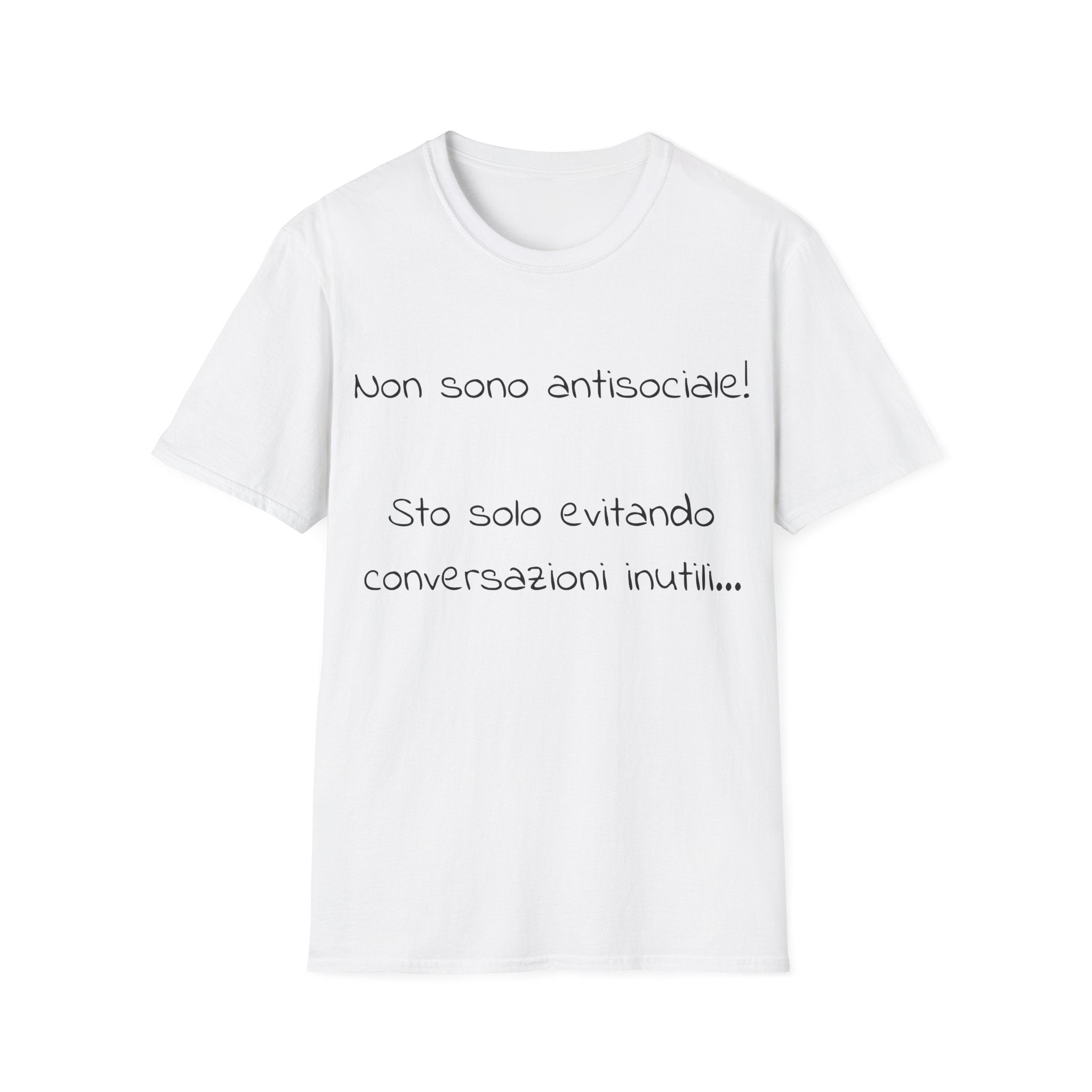 T-Shirt italiana ironica - "Non sono antisociale! Sto solo evitando conversazioni inutili"