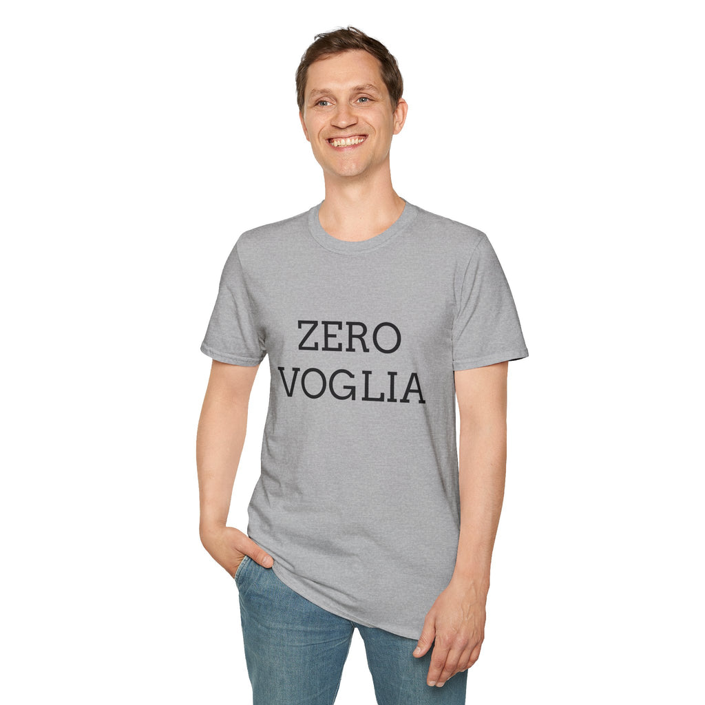Zero Voglia T-Shirt italiana — ''zero voglia'' T-shirt umoristica
