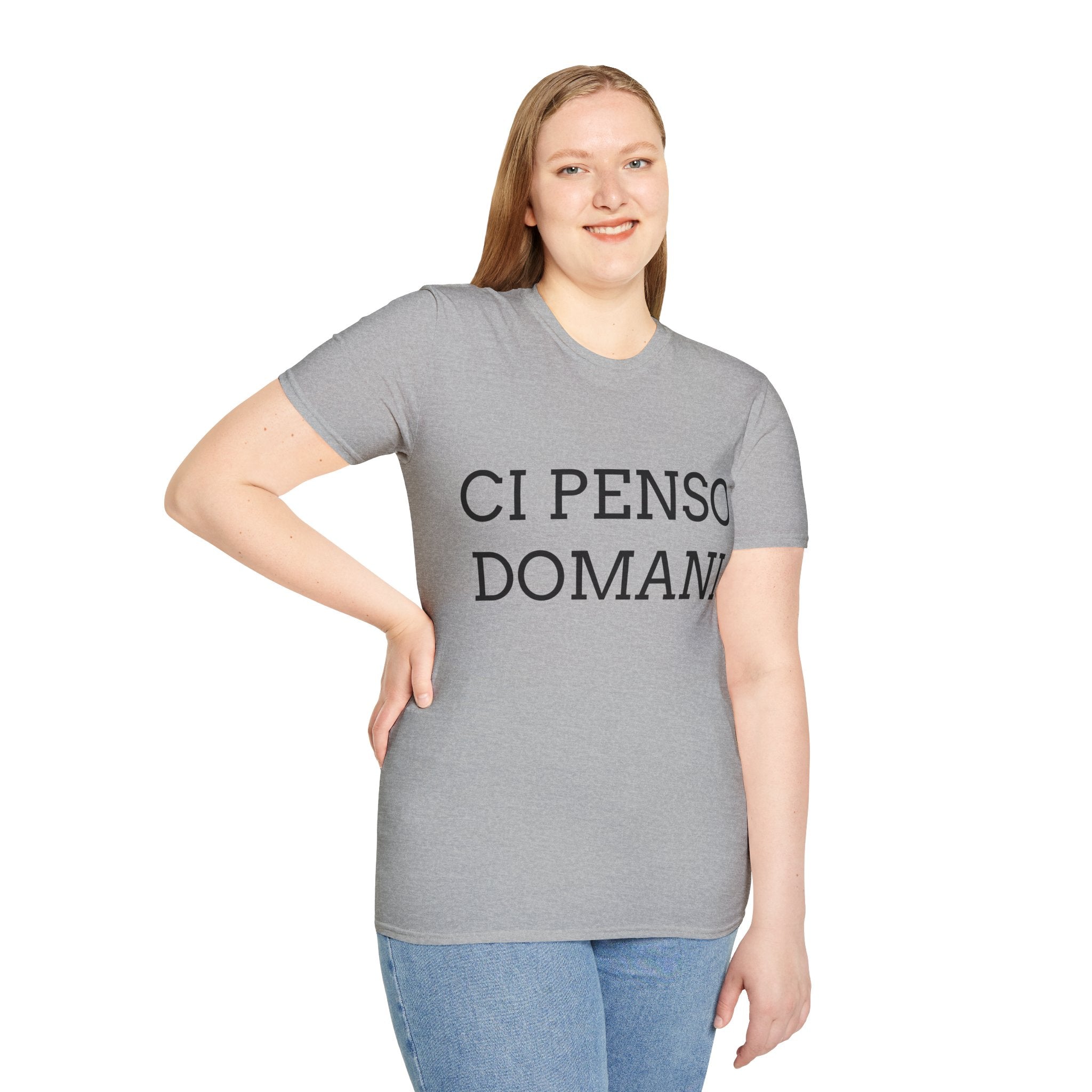 T-Shirt ironica —  'Ci Penso Domani, forse' T-shirt italiana sarcastica