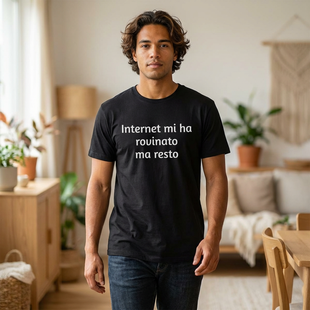 T-Shirt – "Internet mi ha rovinato ma resto" italiana sarcastica ironica gen z regalo nerd