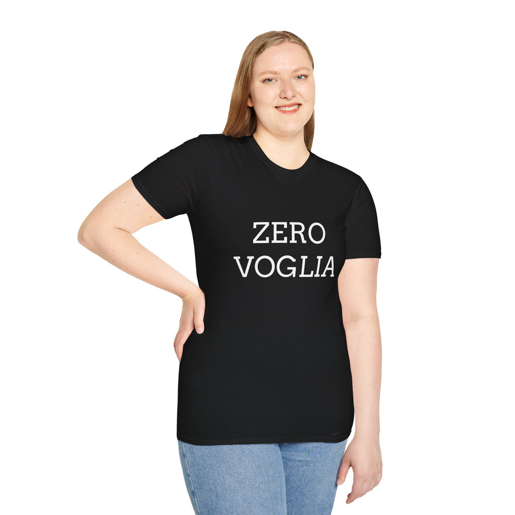 Zero Voglia T-Shirt italiana — ''zero voglia'' T-shirt umoristica
