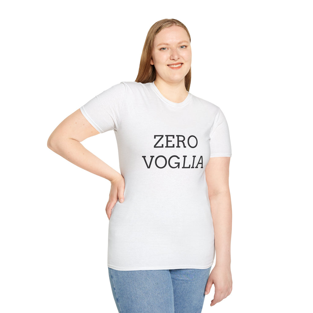 Zero Voglia T-Shirt italiana — ''zero voglia'' T-shirt umoristica