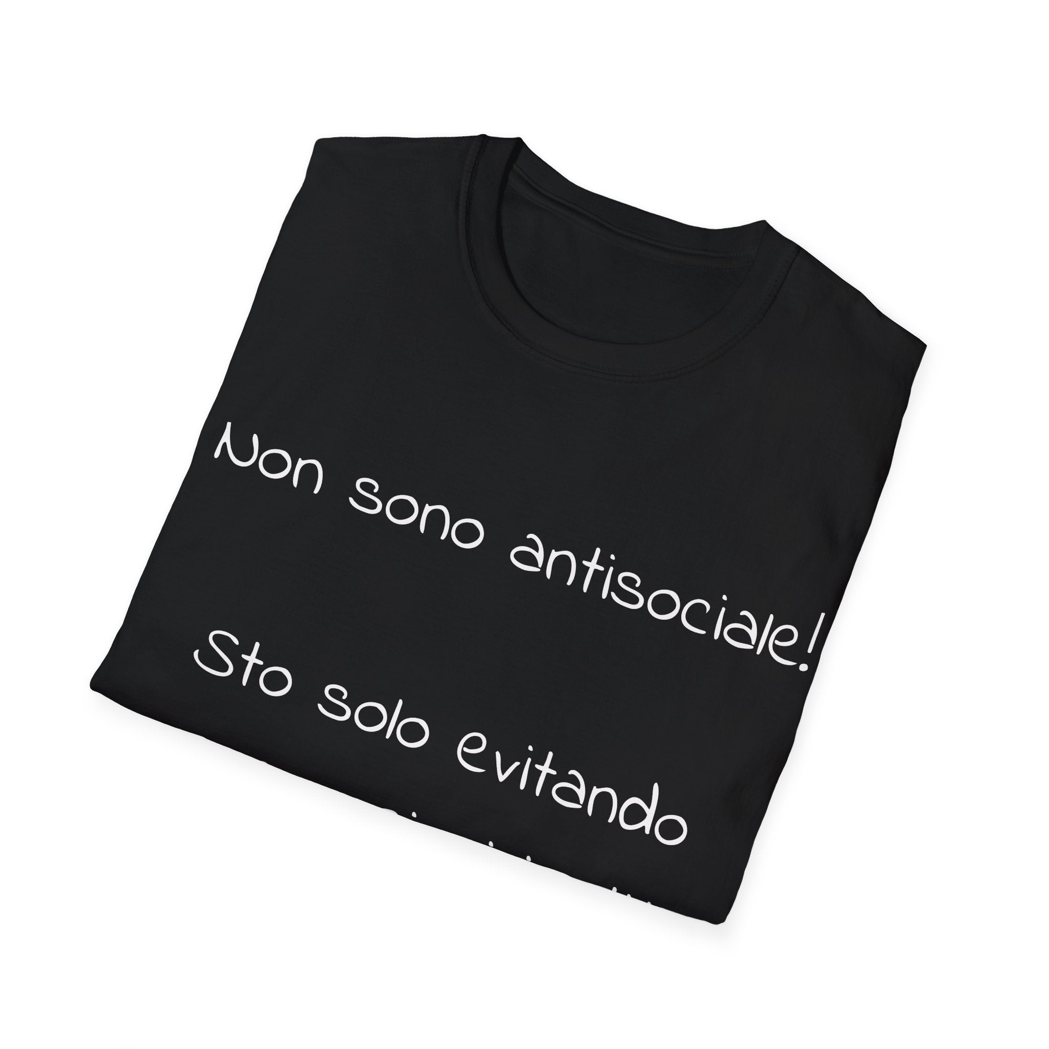 T-Shirt italiana ironica - "Non sono antisociale! Sto solo evitando conversazioni inutili"